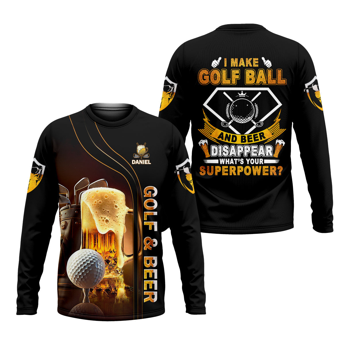 I Make Golf Ball And Beer Disappear Custom Golf Polo ShirtMens Golf Gift, Golf Lover Gift