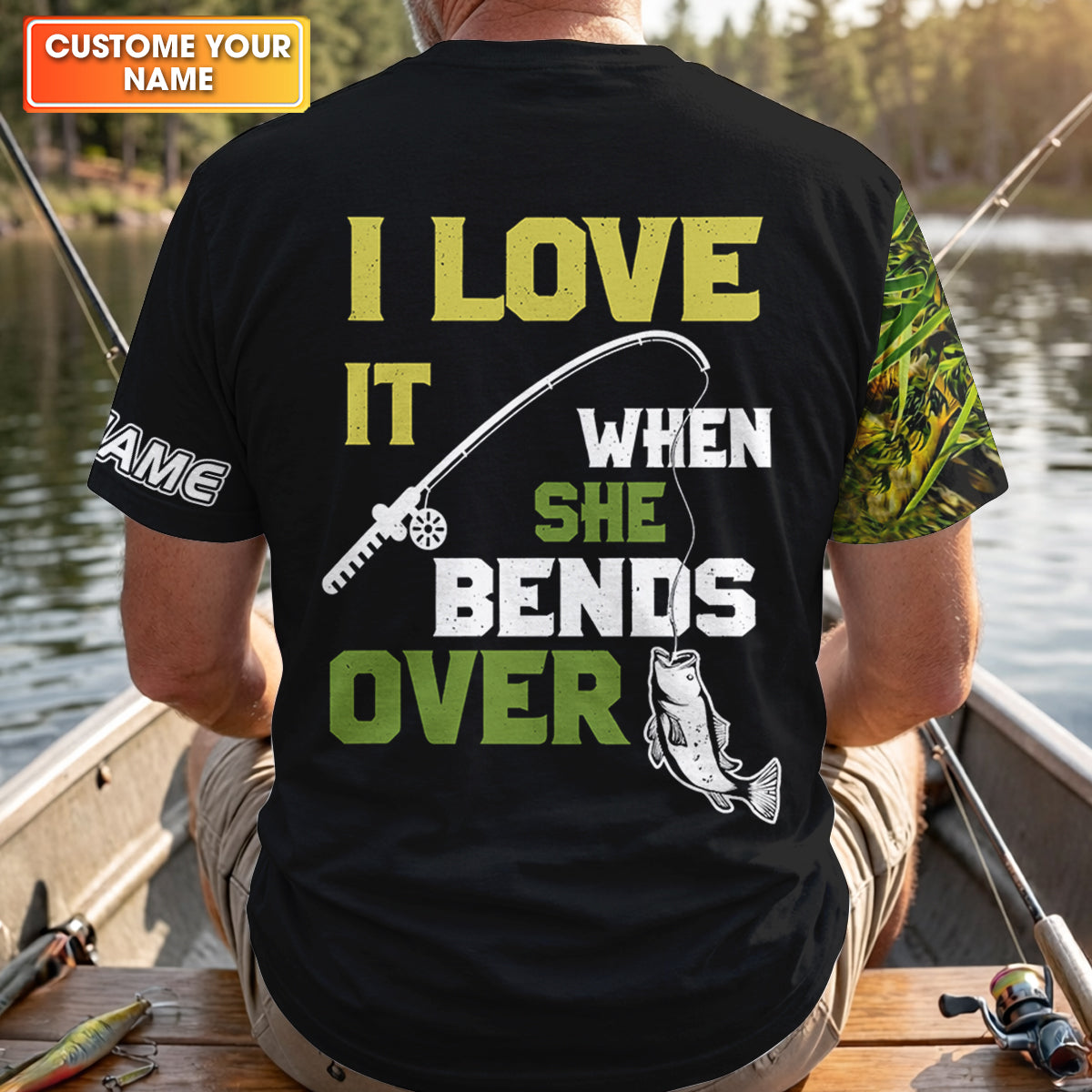 I Love It When She Bends Over Fishaholic Fishing UPF Shirts, Funny Fishing Shirt, Fishing Gift for Men