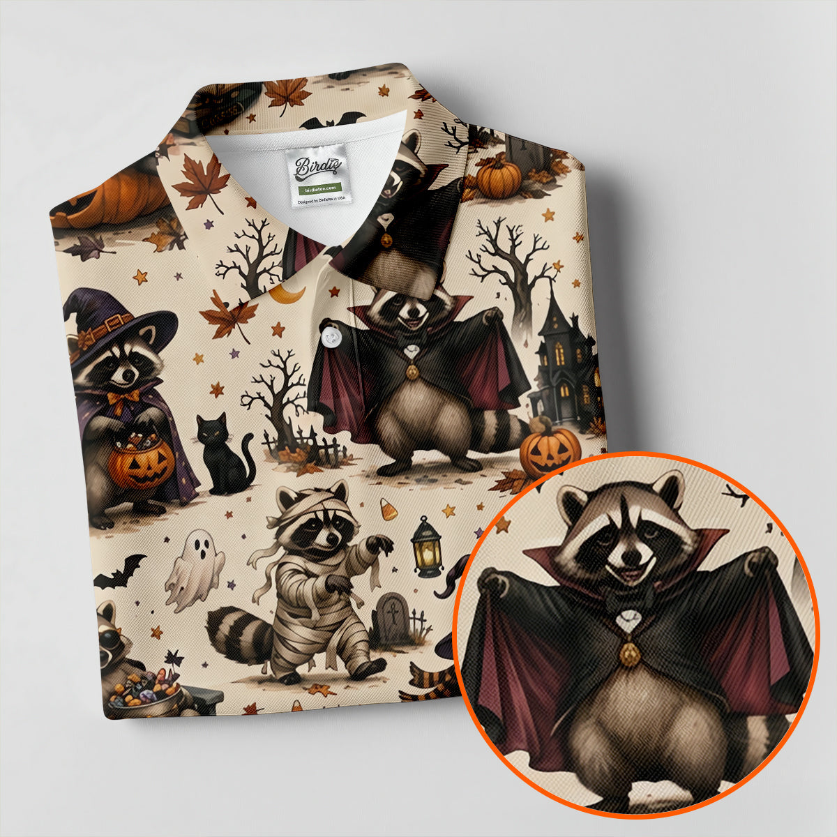 Jimothy Raccoon Costume Halloween Golf Polo Shirt, Golf Tops For Women, Women's Golf Polo