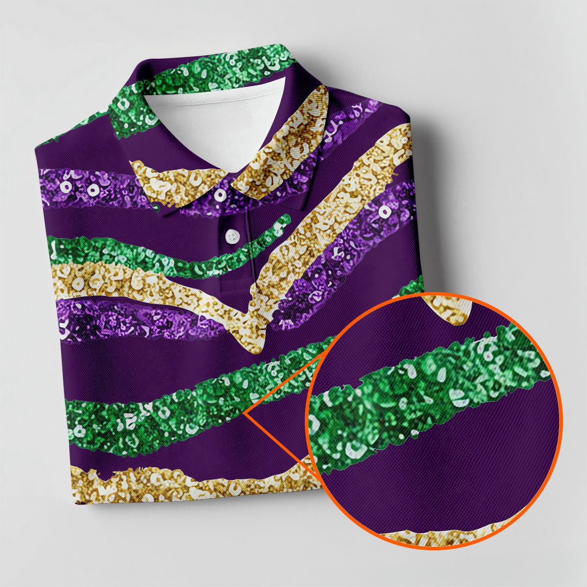 Purple Green Gold Sequin Pattern Purple Golf Shirt, Mardi Gras Golf Shirt, Women's Golf Tops, Ladies Golf Shirts