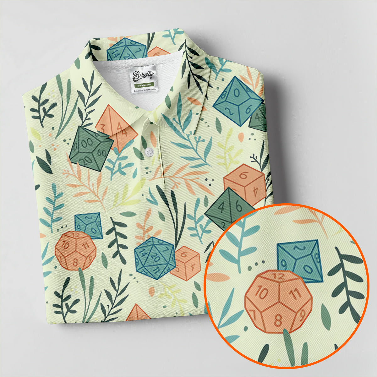 Polyhedral Dice Dragon Game Tropical Vibe Women's Golf Tops, Women's Polo Shirt, Ladies Golf Shirts