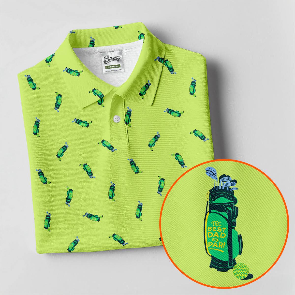 The Best Dad By Par Doodle Pattern Father's Day Golf Shirt, Golf Gift For Dad