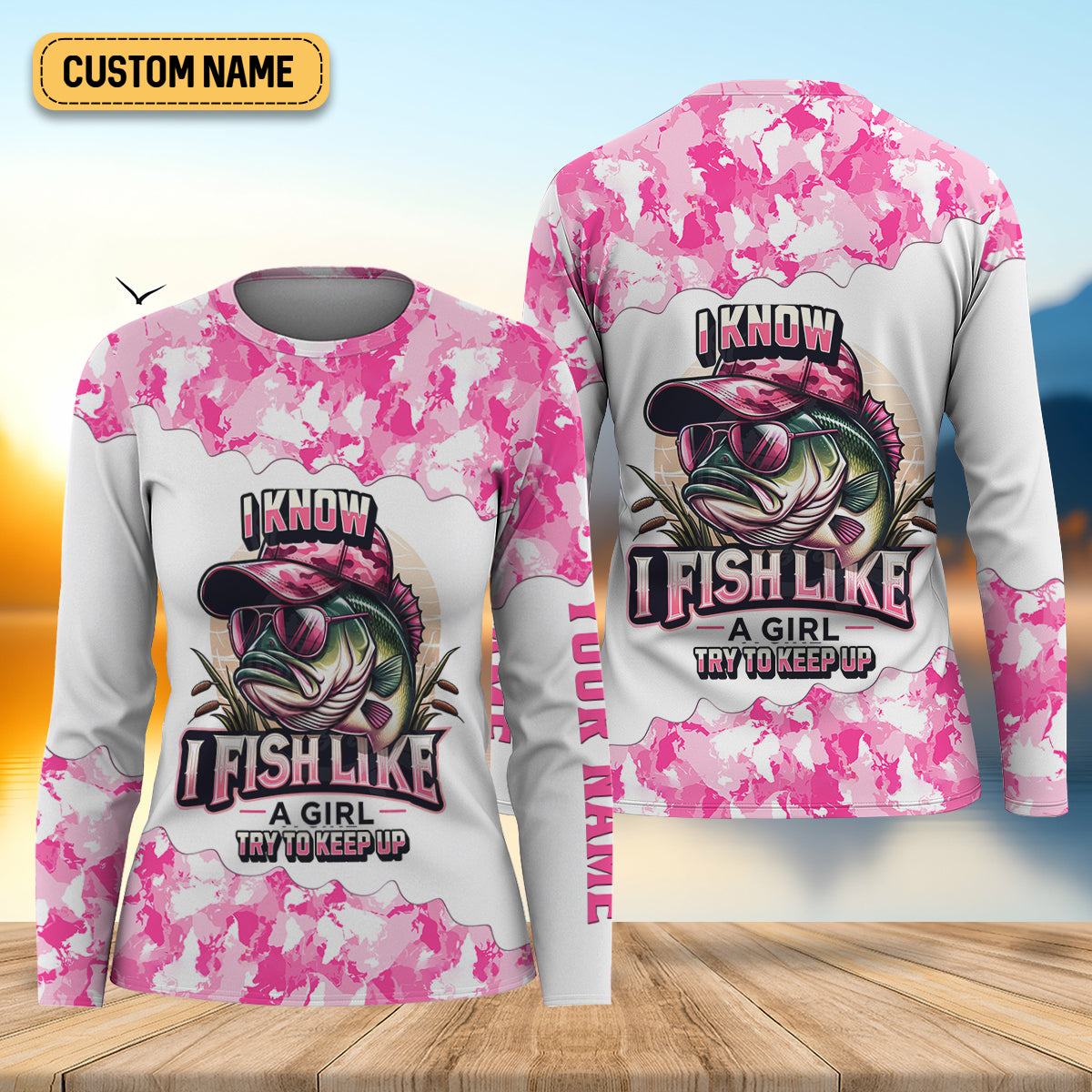 Bass Fishing Pink Camo Shirt, Hooded Sun Shirt, Women Fishing Shirt, Women SPF Shirt, Funny Fishing Shirt