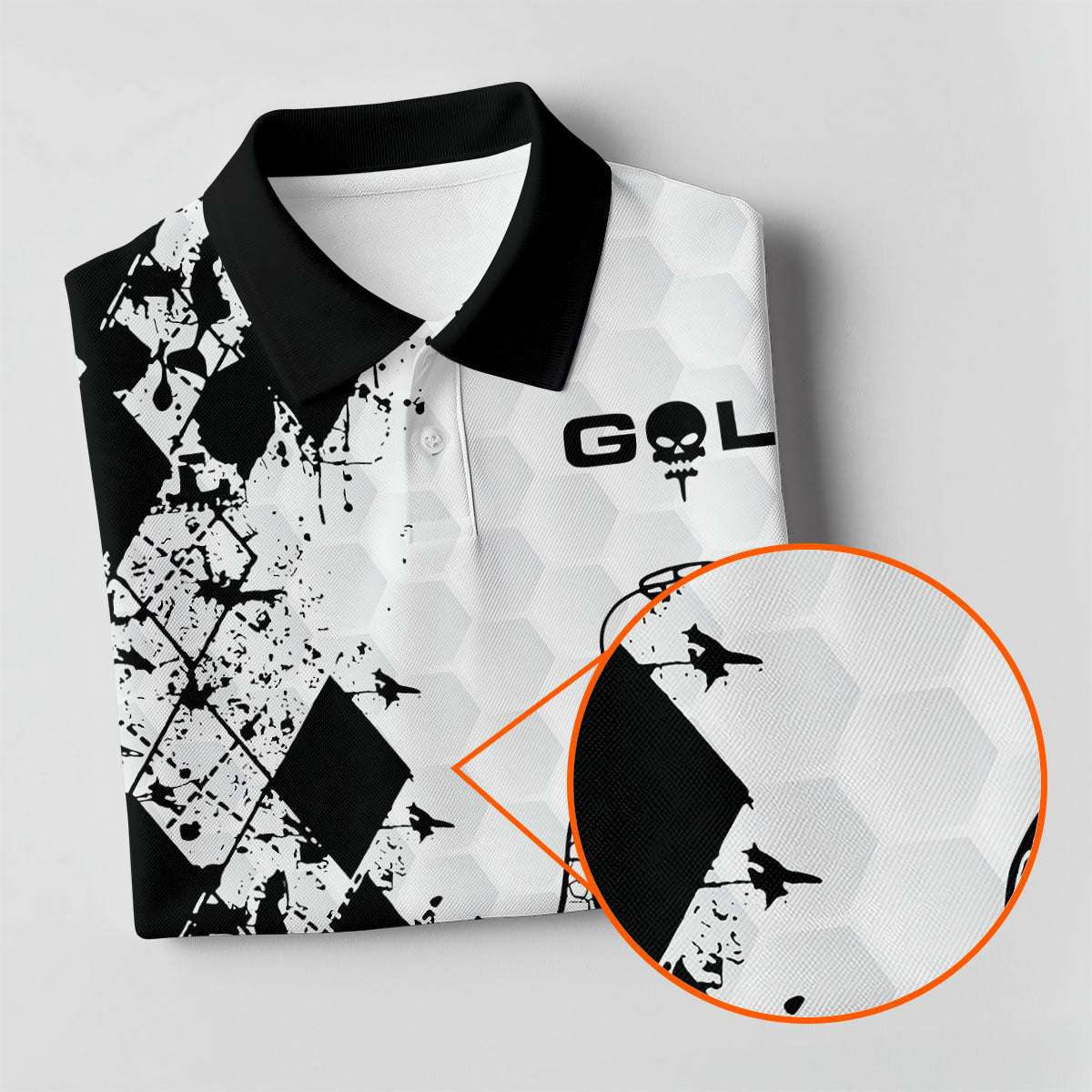 Golf Skeleton Splatter Effect Argyle Pattern Golf Tops For Men, Father's Day Golf Gift