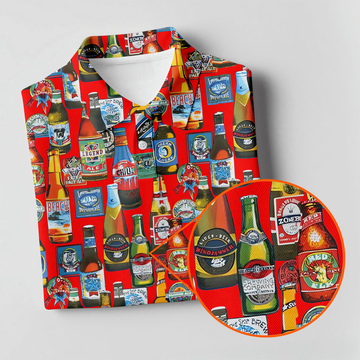 Beer Bottle Labels Red Golf Shirt, Fun Women's Golf Shirts, Women's Golf Tops, Ladies Golf Shirt