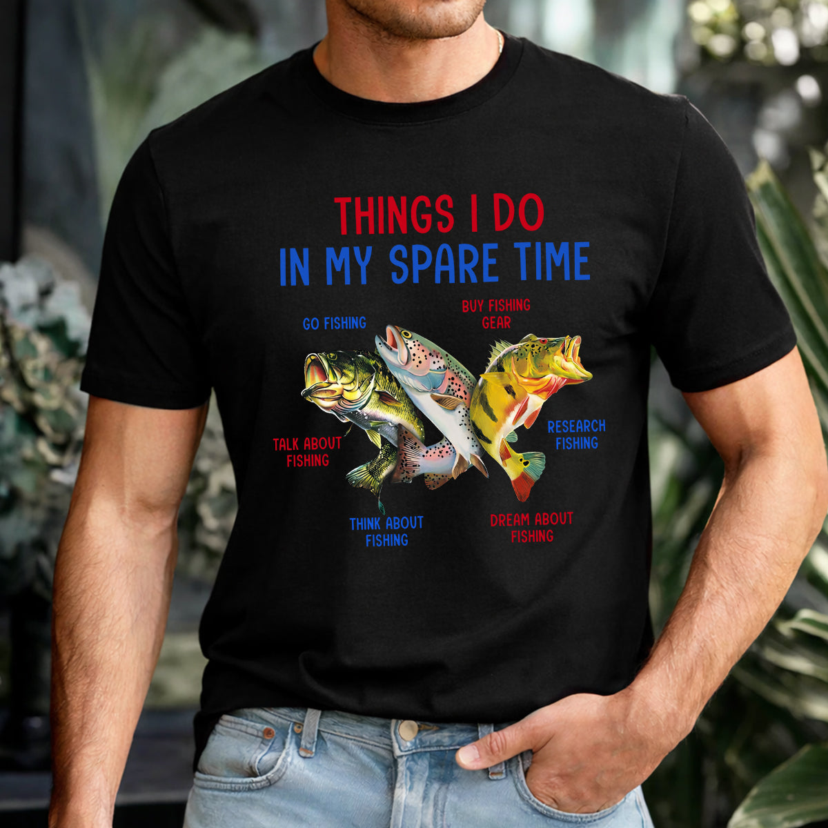 Things I Do In My Spare Time Red White Blue Funny Fishing Shirt, Patriotic Fishing Tee Shirts, Fishing Shirts For Men