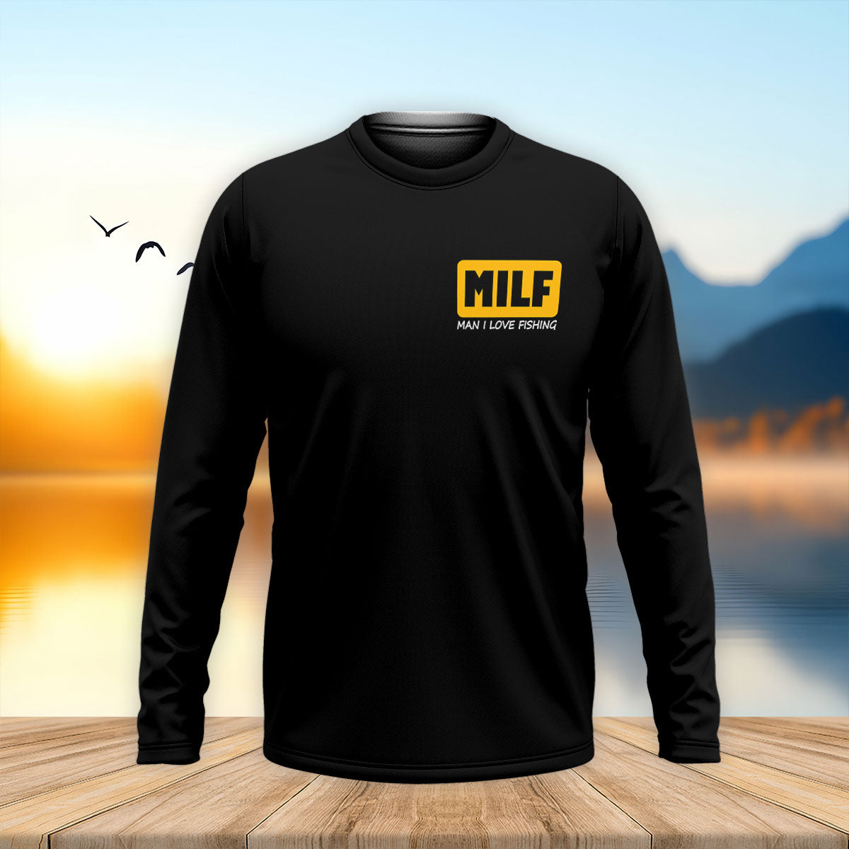 MILF Man I Love Fish Black And Yellow Fishing UPF Shirts, Funny Fishing Shirt, Fishing Shirts For Men