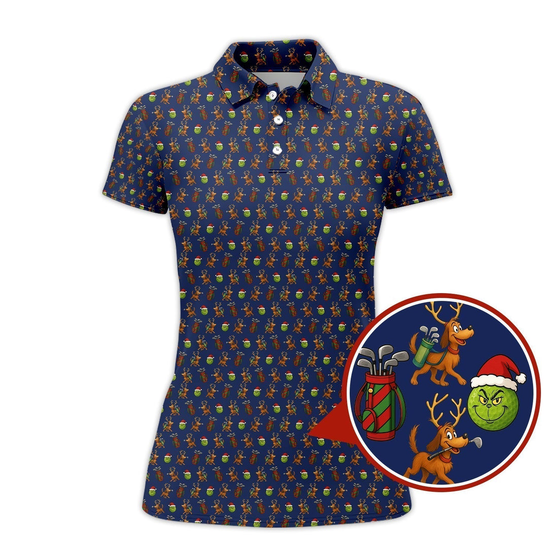Funny Grinch Golf Shirt, Pattern Golf Shirt For Men, Christmas Golf Shirt For Golfer