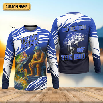 Brotherhood Of The Rod, Bigfoot Fishing Shirt, Long Sleeve Sun Shirt, Presents For Fishermen