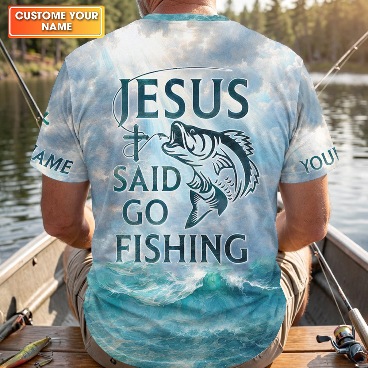 Jesus Said Go Fishing Christian Fishing UPF Shirts, Funny Fishing Shirt, Fishing Shirts For Men