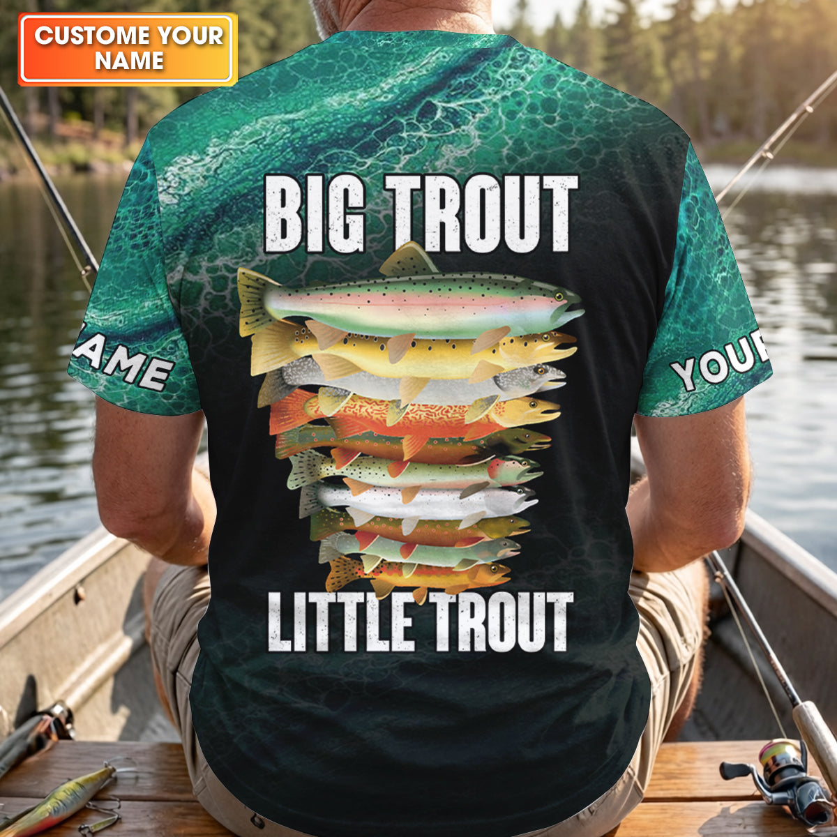 Big Trout Little Trout Water Ripple Fishing UPF Shirts, Funny Fishing Shirt, Fishing Shirts For Men