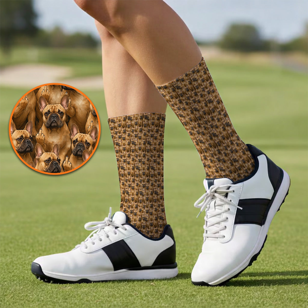 Funny French Bulldog Golf Socks, Frenchie Pattern Golf Sock, Dog Dad Golf Gift