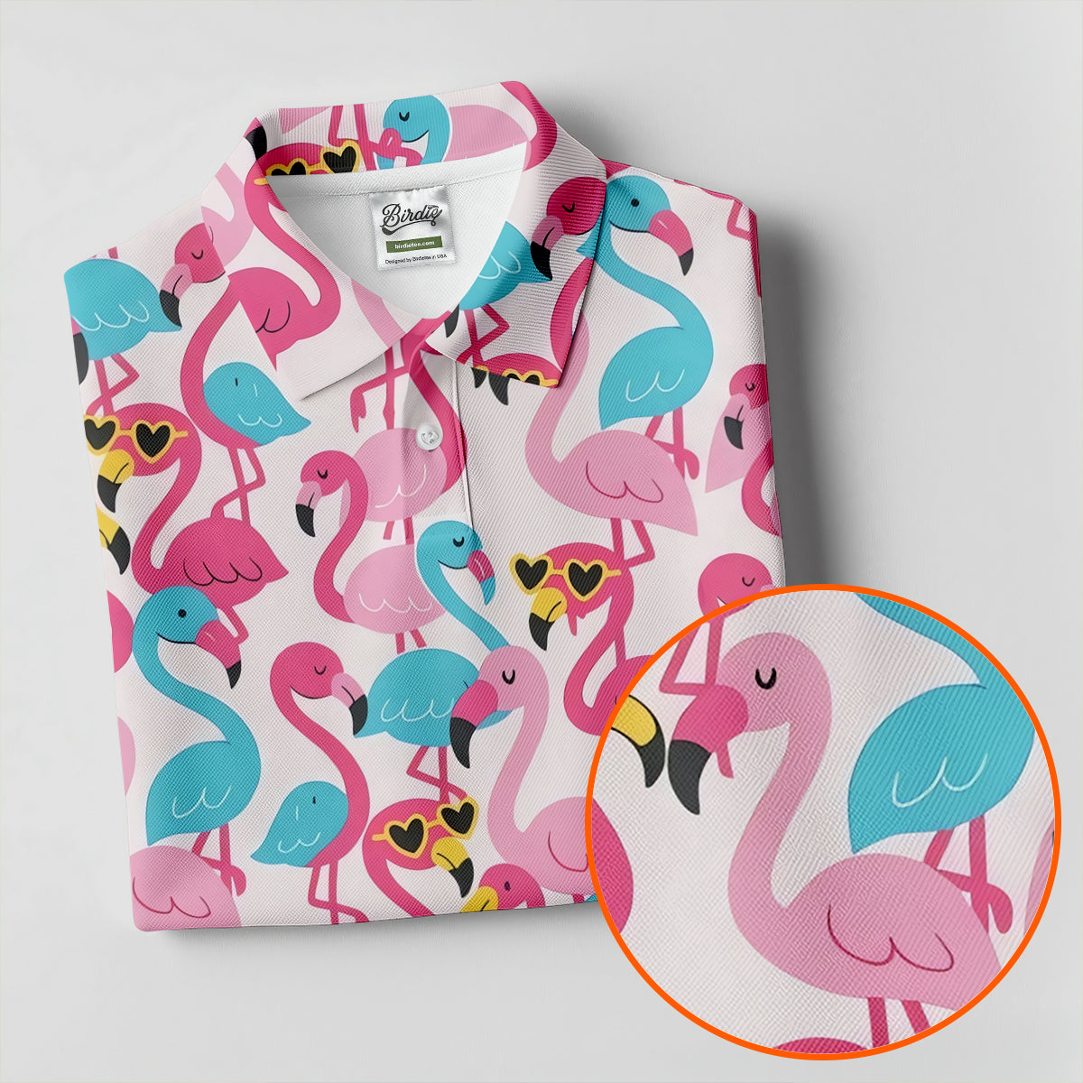 Cute Pink Flamingo Pattern Golf Polo Shirt, Womens Golf Polo, Golf Shirts For Women