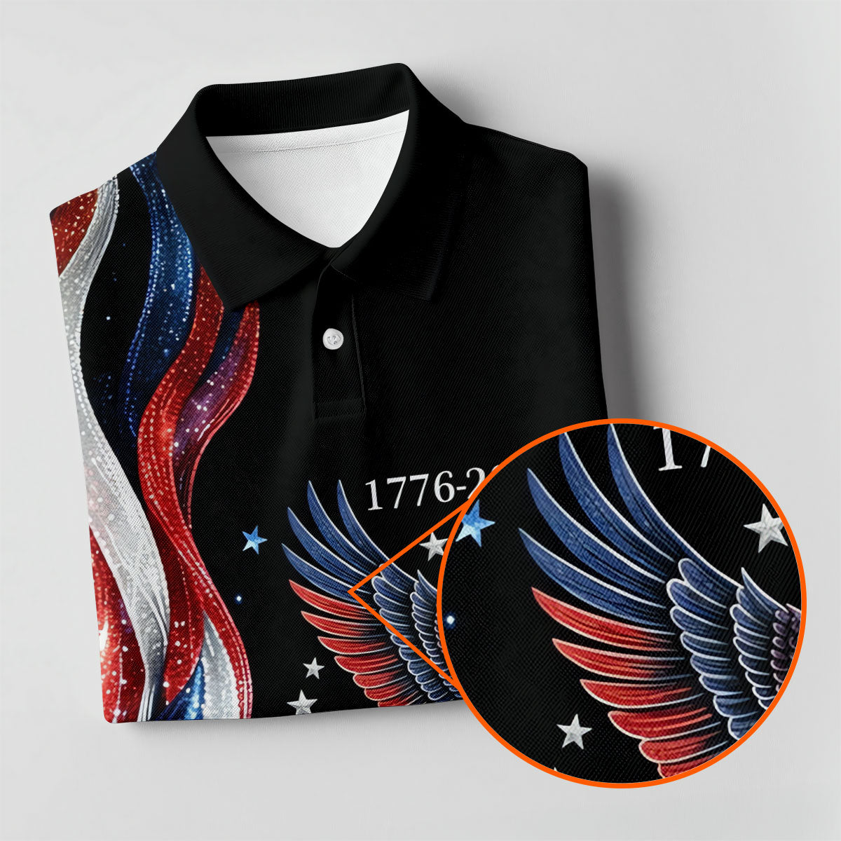Bald Eagle Red White Blue Wavy Stripes Patriotic Golf Shirt, 250 Years 4th Of July Golf Shirt For Women