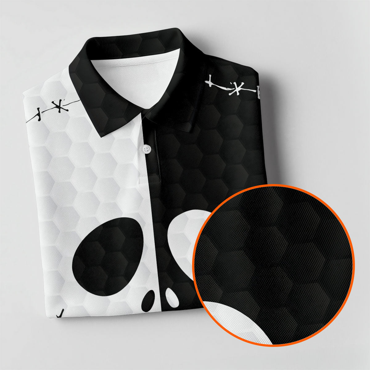 Black White Skull Face Halloween Golf Polo Shirt, Mens Golf Shirts, Golf Polo Shirts For Men