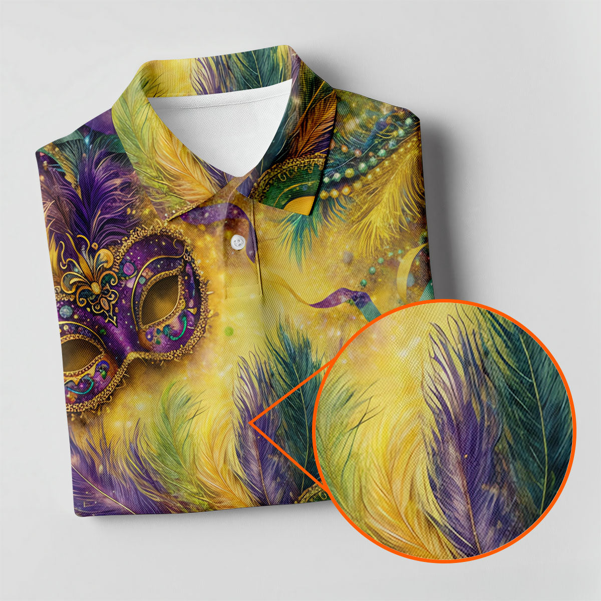 Masquerade Mask Beads Chain Sparkling Effect Mardi Gras Golf Shirt, Women's Golf Tops, Ladies Golf Shirts