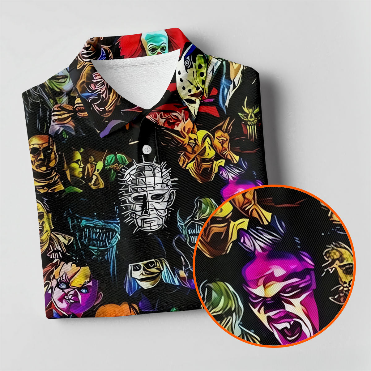 Halloween Horror Character Hawaiian Golf Shirt, Women’s Golf Polo, Golf Shirts For Women