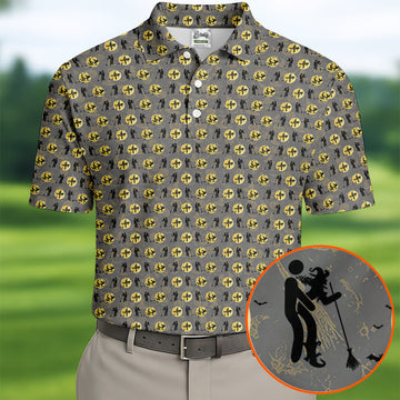 Halloween Horror Character Golf Pattern Polo Shirt, Men's Golf Shirt, Mens Golf Apparel