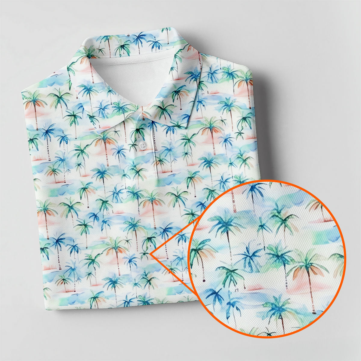 Watercolor Palm Tree Hawaiian Golf Shirt, Summer Vibe Women's Golf Tops, Ladies Golf Shirts