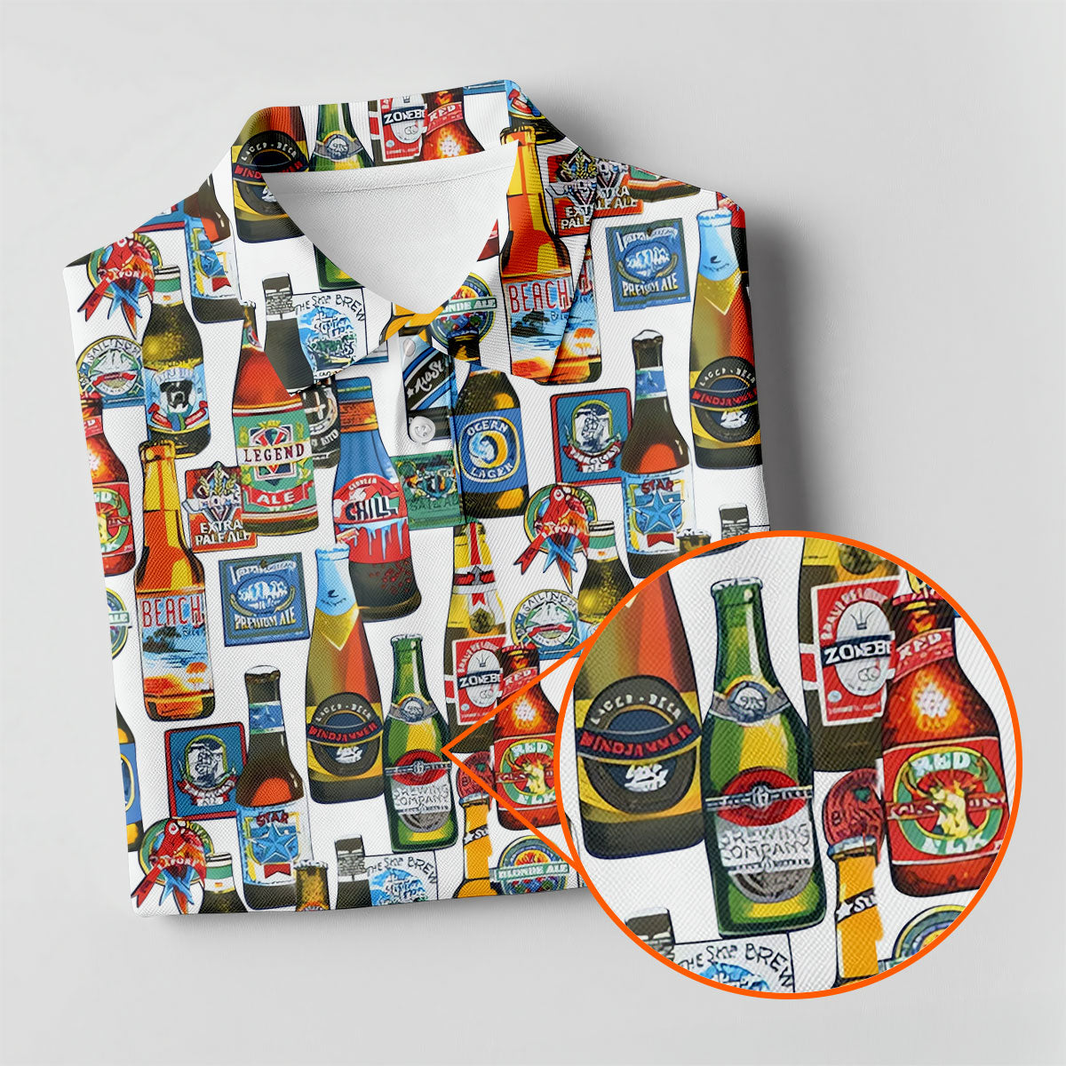Beer Bottle Labels White Golf Shirt, Fun Women's Golf Shirts, Women's Golf Tops, Ladies Golf Shirt