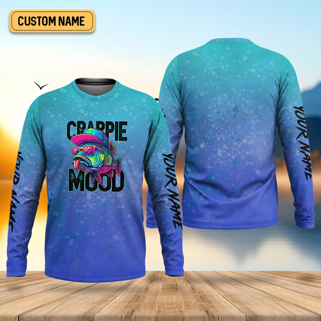 Crappie Mood Blue Neon Fishing UPF Shirts, Fishing Jersey, Funny Fishing Shirt, Gift For Fisherman