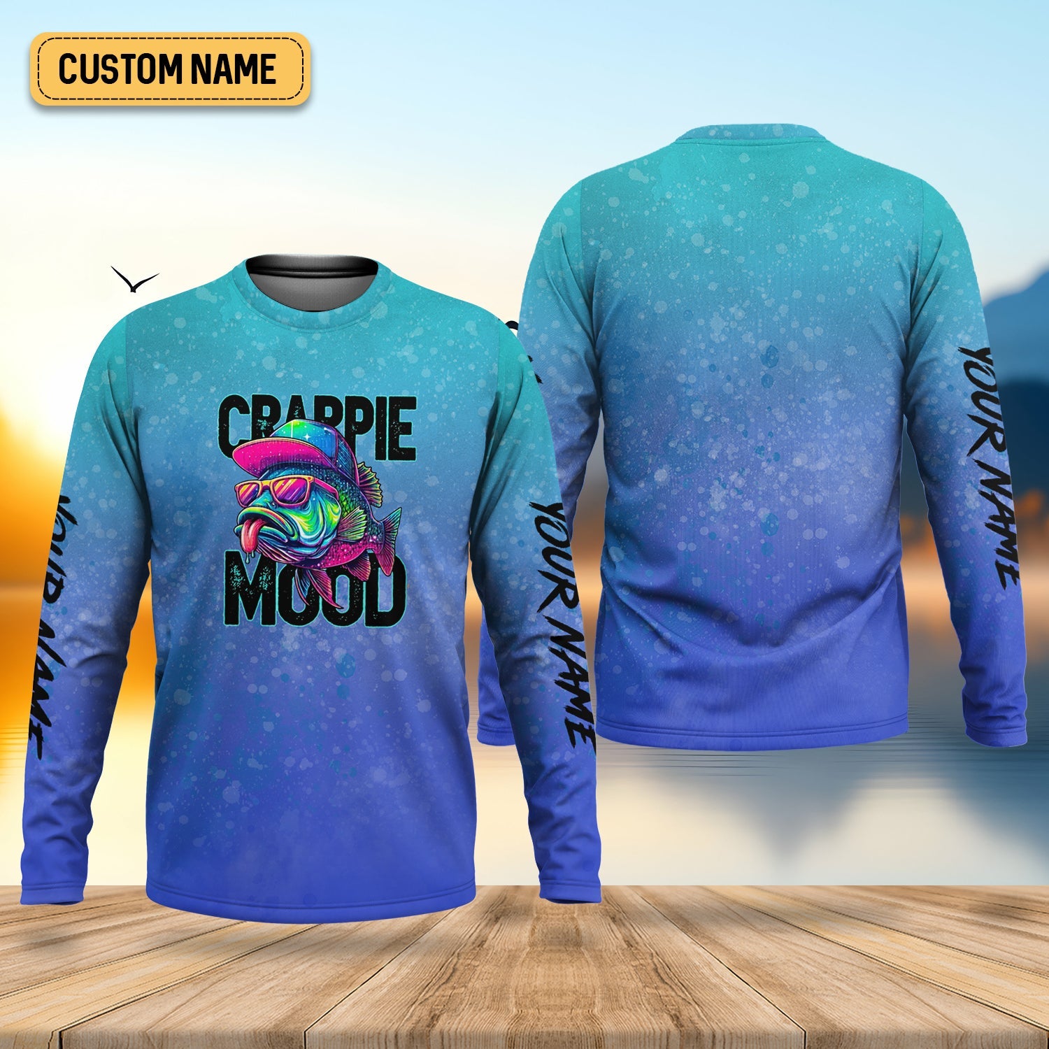 Crappie Mood Blue Neon Fishing UPF Shirts, Fishing Jersey, Funny Fishing Shirt, Gift For Fisherman