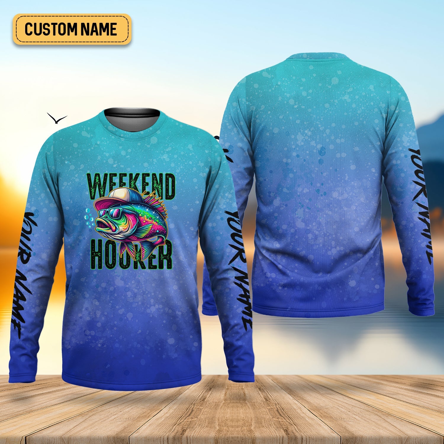 Weekend Hooker Blue Purple Fishing UPF Shirts, Long Sleeve Sun Shirt, Gift For Fisherman