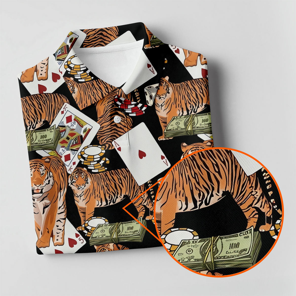 Money Tiger Poker Dice Chips And Cards Hawaiian Golf Shirt, Golf Shirt For Women