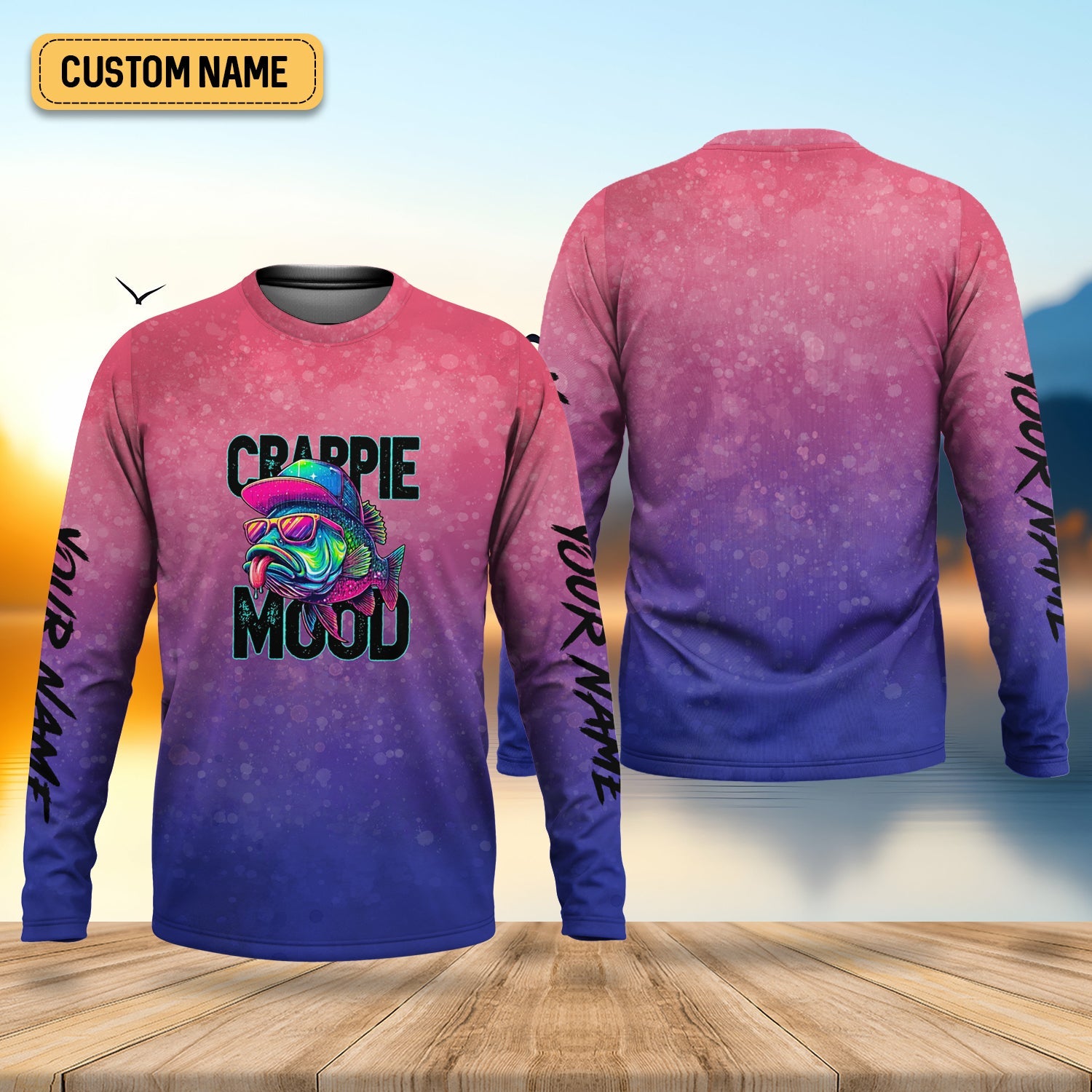 Crappie Mood Pink Purple Neon Fishing UPF Shirts, Funny Fishing Shirt, Gift For Fisherman