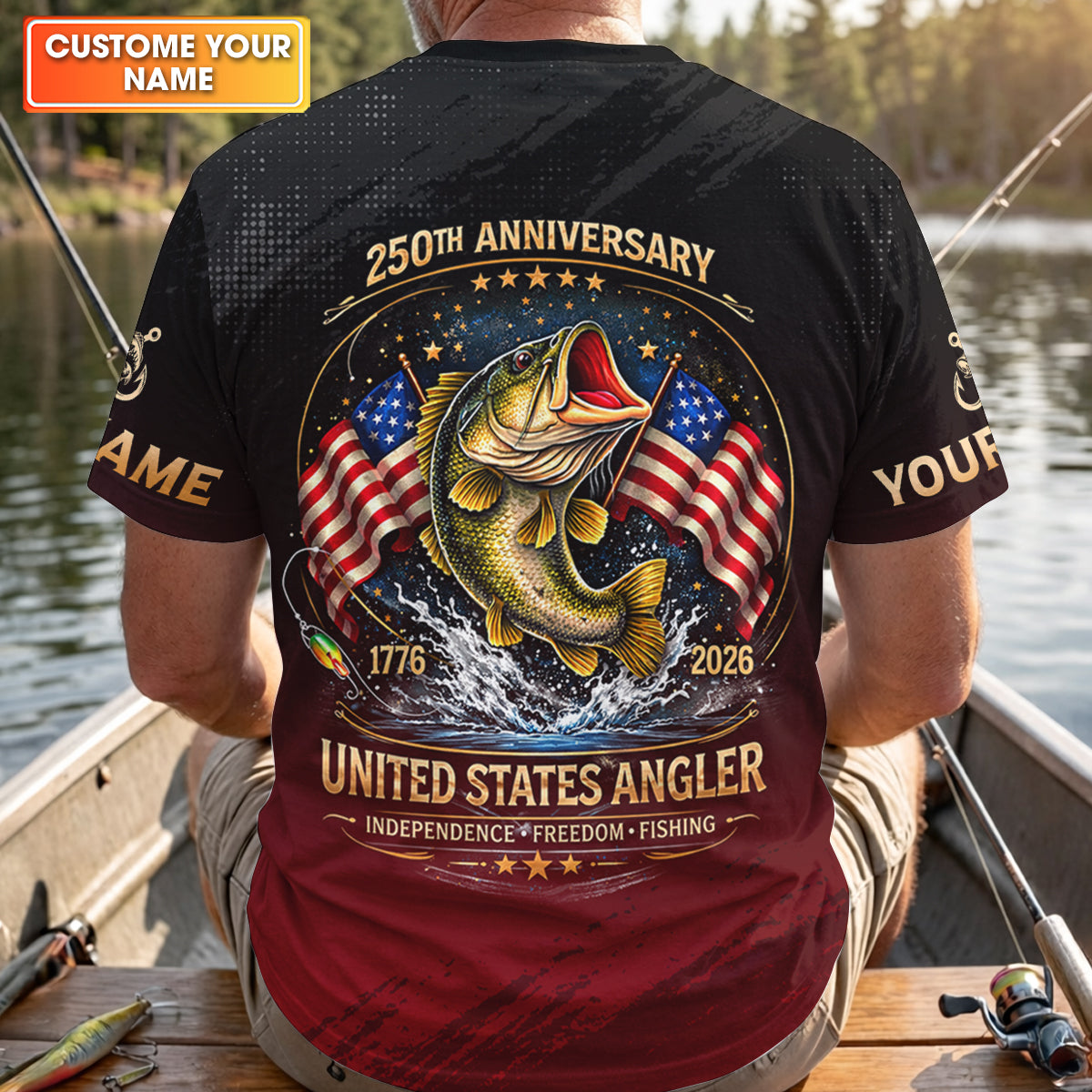 250th Anniversary Independence Freedom Fishing Patriotic Fishing Shirt, Fishing UPF Shirts, Fishing Shirts For Men