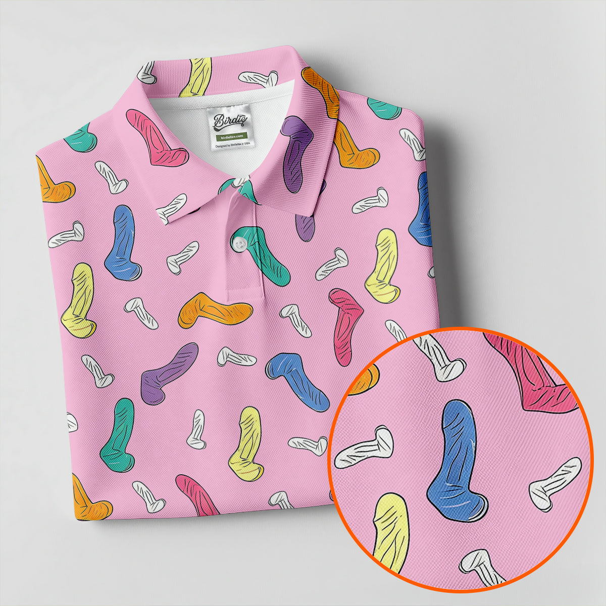 Funny Adult Novelty Pink Pattern Golf Shirt, Mens Polo Shirts, Golf Apparel For Men
