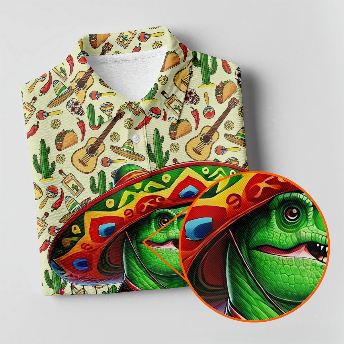 Dinosaur Taco Fiesta Time Golf Tops For Men, Cinco De Mayo Celebration Golf Shirts For Men