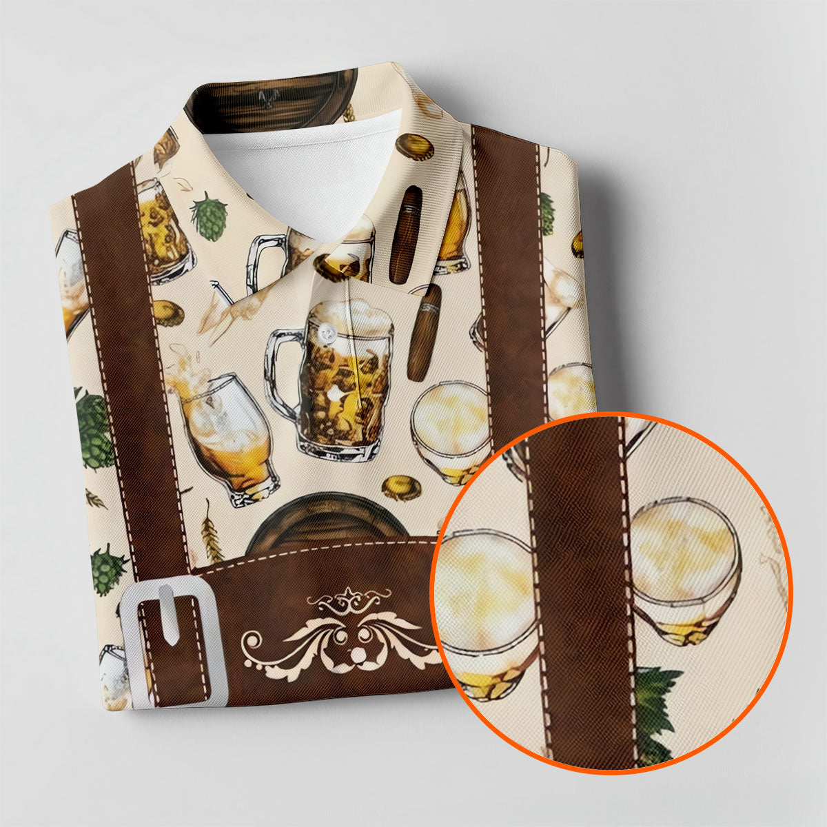 Oktoberfest Lederhosen Beer Pattern Golf Polo Shirt, Hawaiian Golf Shirt, Mens Golf Polo