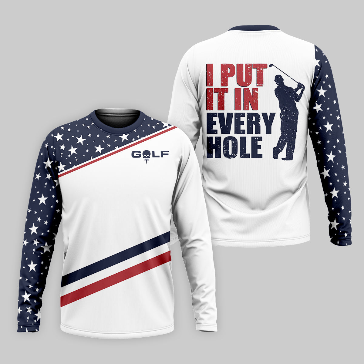 I Put It in Every Hole Mens Golf Polo Shirt, Mens Golf Gift, Funny Golf Shirt, America 250 Anniversary Golf Shirt