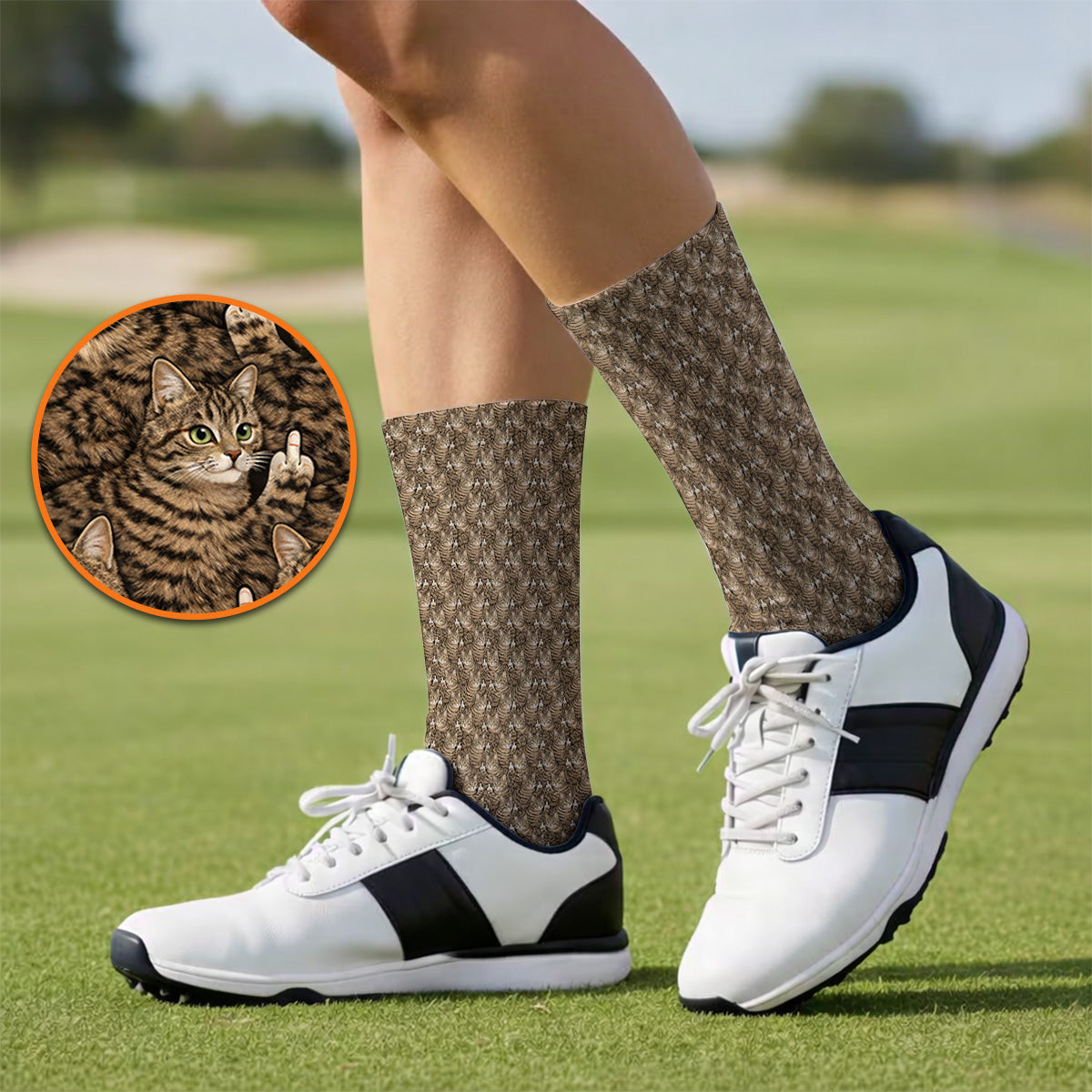 Funny Cat Pattern Golf Socks, Cats Golf Sock For Pet Lover, Golf Gift For Golfer