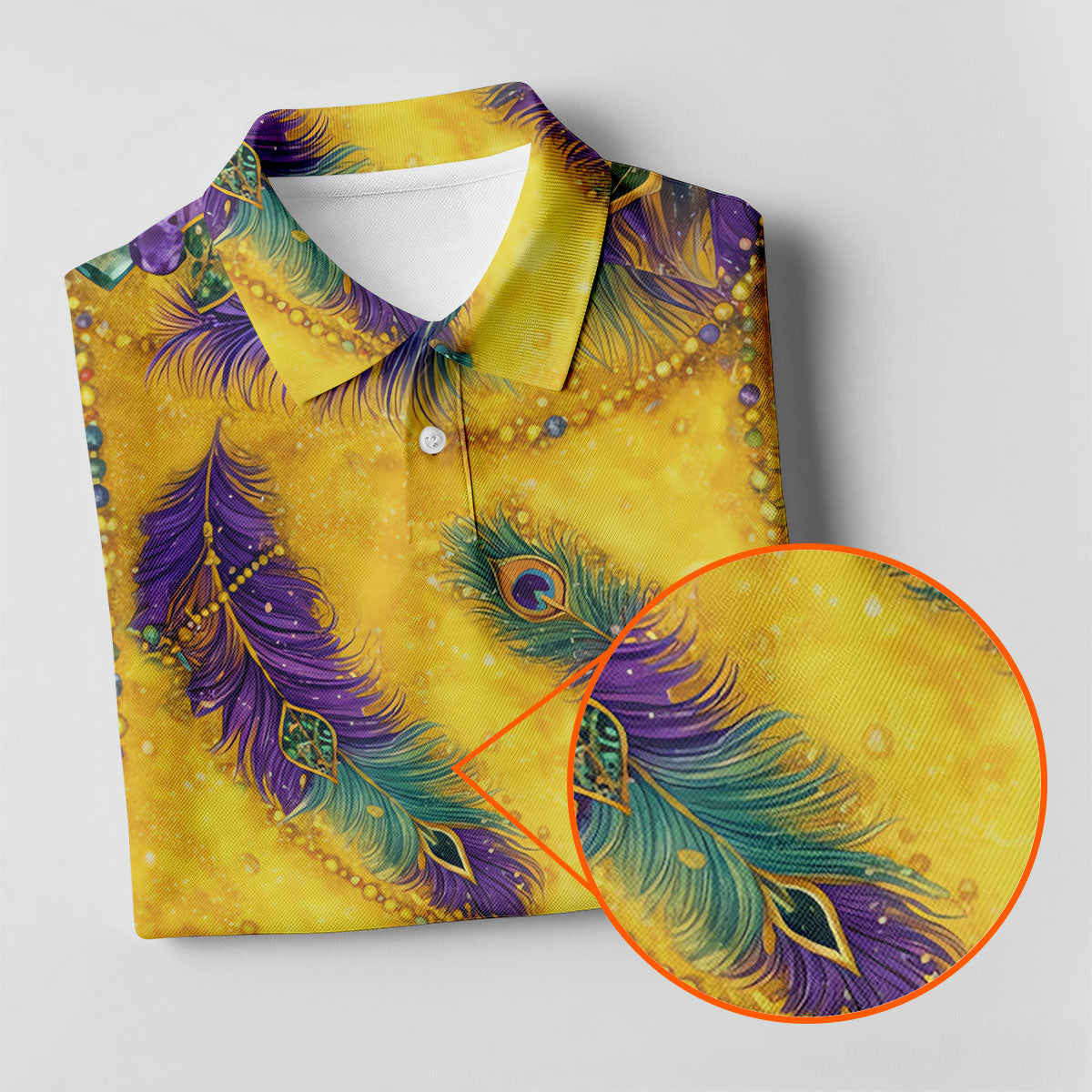 Mardi Gras Day Gradient Art Feather Print Retro Women's Golf Tops, Ladies Golf Shirts