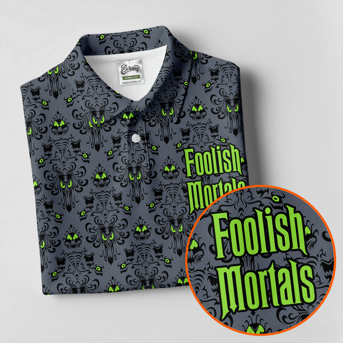Foolish Mortals Haunted Halloween Polo Shirt, Printed Golf Shirts, Golf Apparel For Men