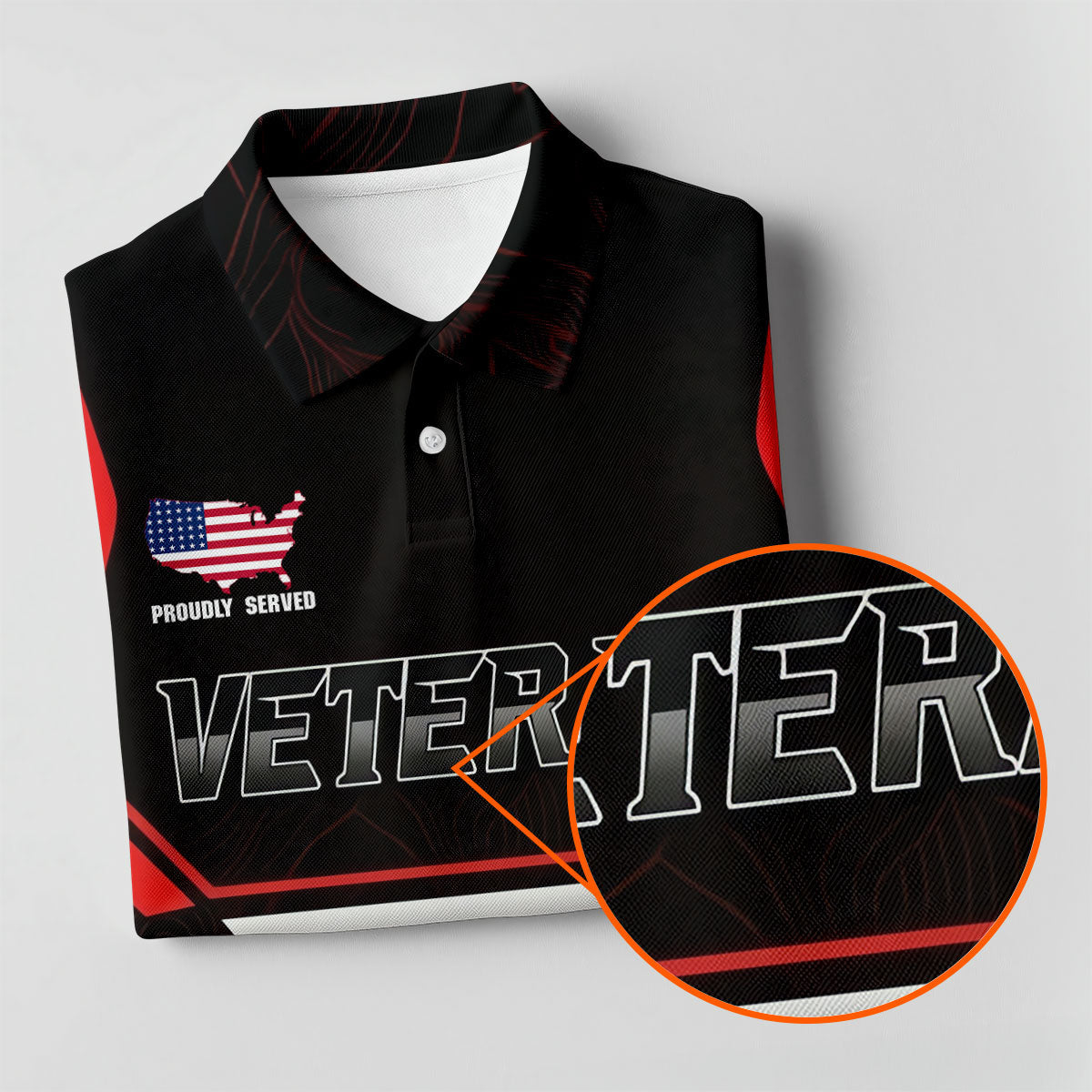 Personalized Veteran America 250 Polo Shirt Red Accent, Printed Golf Shirts, Golf Shirts For Men