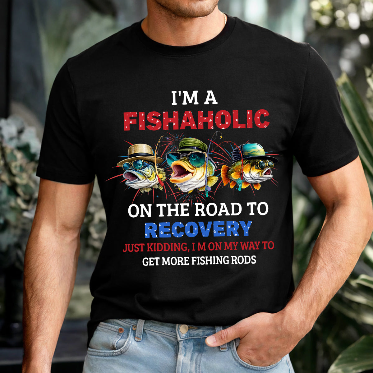I'm A Fishaholic Bass Fishing Patriotic 4th Of July Funny Fishing Shirt, 250 Years Fishing T-Shirts