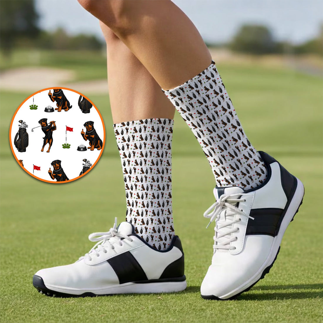 Funny Rottweiler Golf Socks, Rottweiler Pattern Golf Sock, Dog Dad Golf Shirt