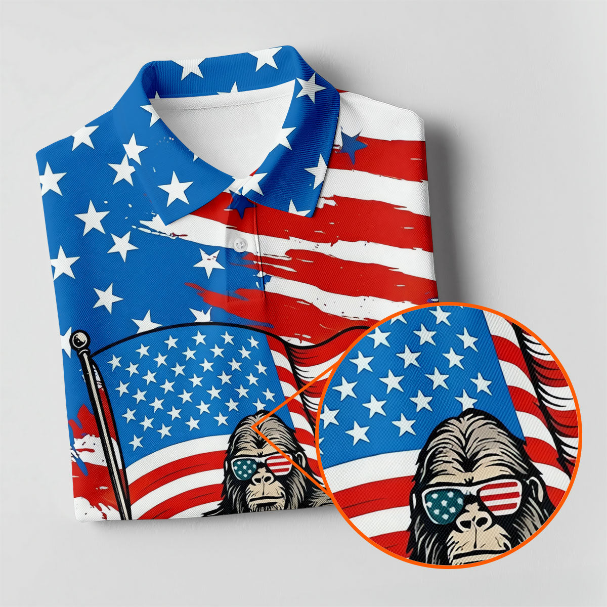 Bigfreedom Red White Blue Patriotic Bigfoot 4th Of July Golf Shirt, 250 Years Golf Shirt For Women