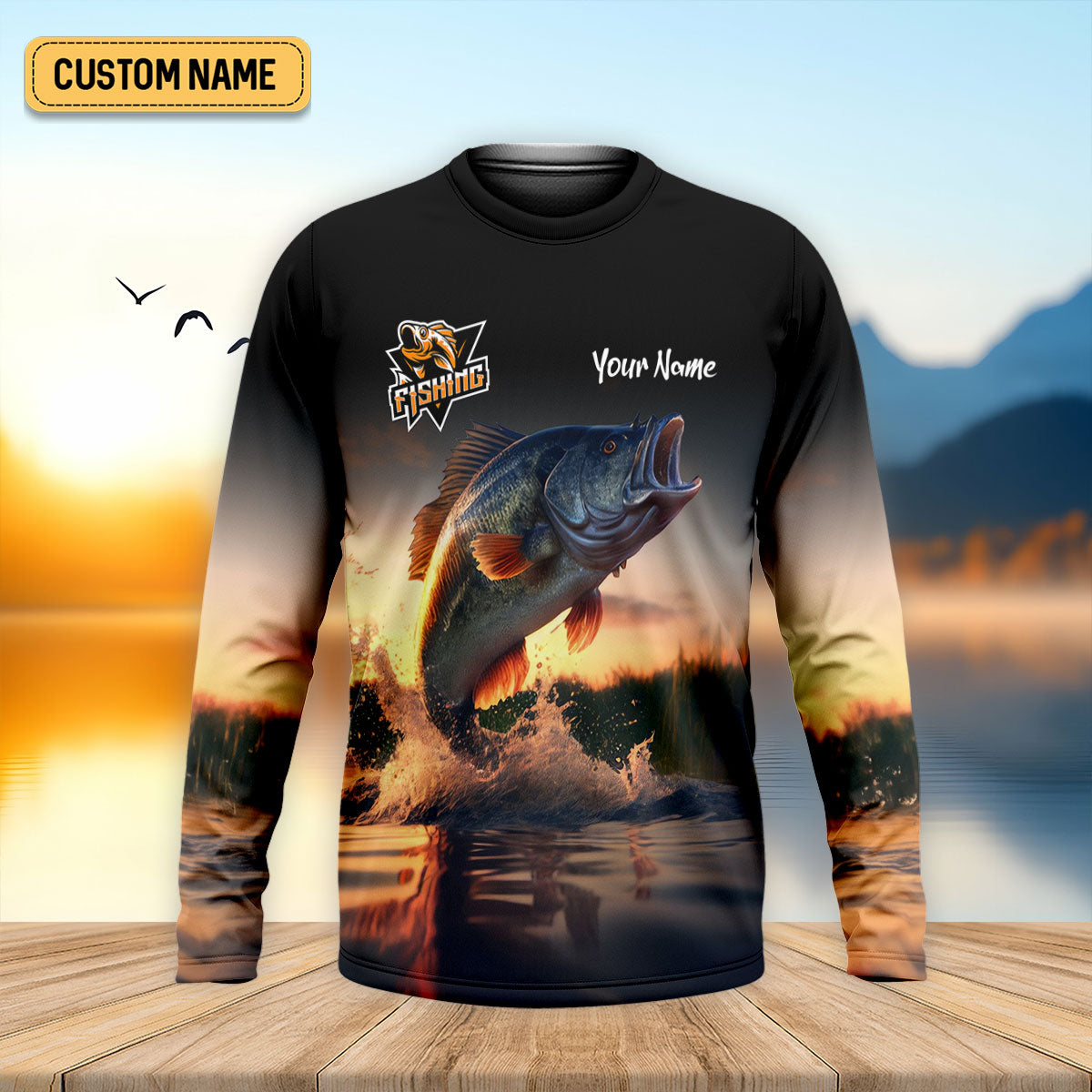 Largemouth Bass Fishing Performance Fishing Shirts, Fishing UPF Shirts, Fishing Shirts For Men