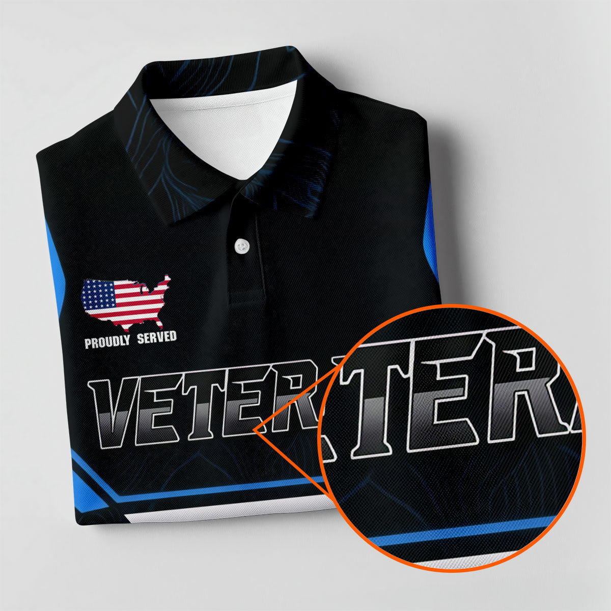 Personalized Veteran America 250 Polo Shirt Blue Accent, Golf Apparel For Men, Mens Golf Polo