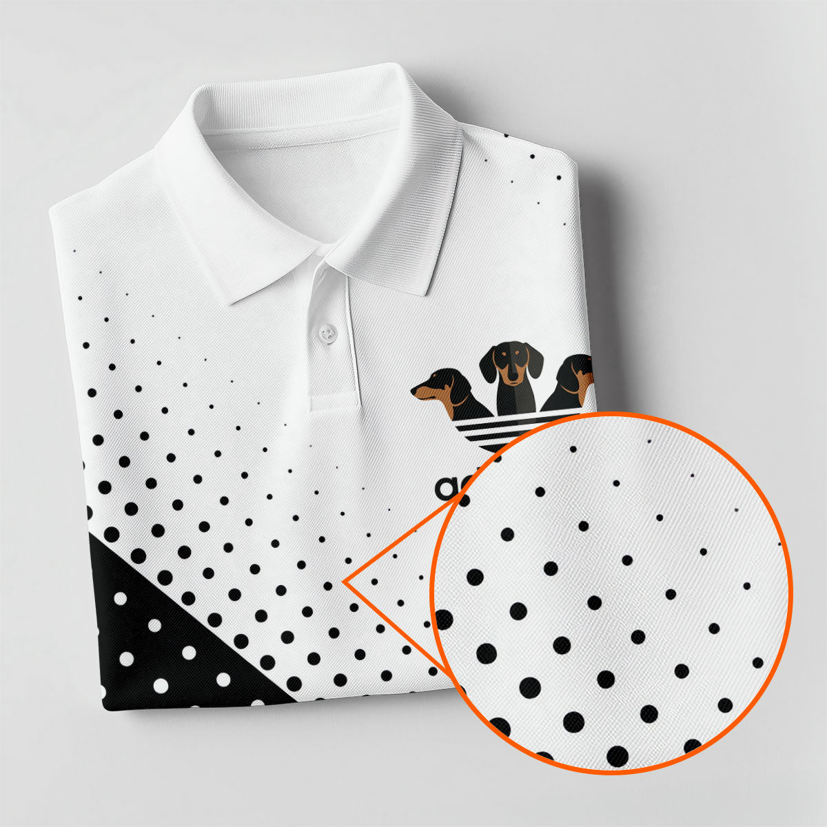 Adidachs Funny Dachshund White Golf Shirt, Men's Funny Golf Shirts, Polo Shirts For Men