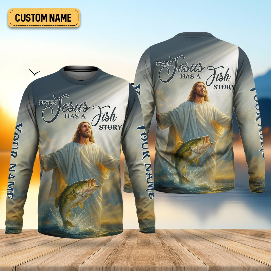 Even Jesus Has A Fish Story Funny Fishing Shirt, SPF Shirt For Men, Men Long Sleeve Shirt
