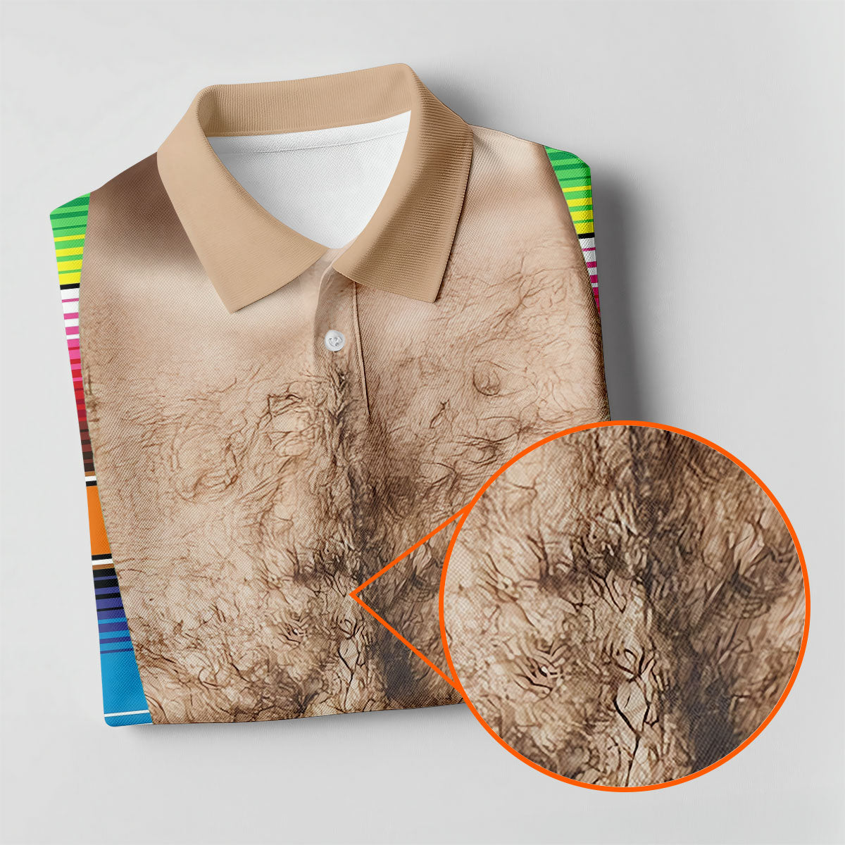 Hairy Body Serape Pattern Funny Cinco De Mayo Ladies Golf Tops, Golf Shirt For Women
