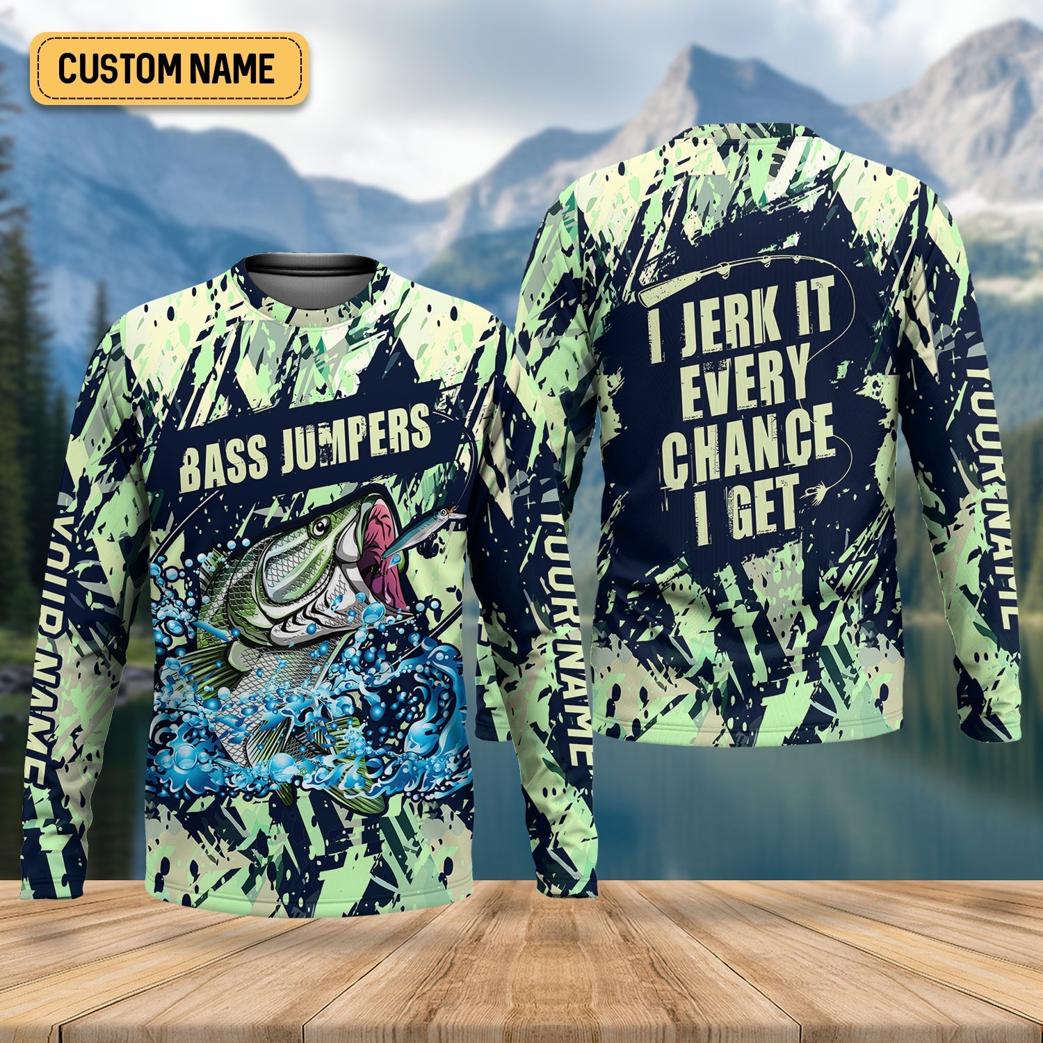 Bass Jumpers Fishing Shirts, I Jerk It Every Chance I Get, SPF Long Sleeve Shirts, Fishing Shirts For Men