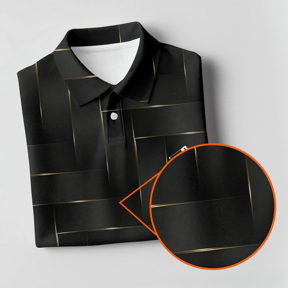 Black And Gold Geometric 3D Pattern Women's Golf Tops, Golf Shirt For Women, Ladies Golf Shirts
