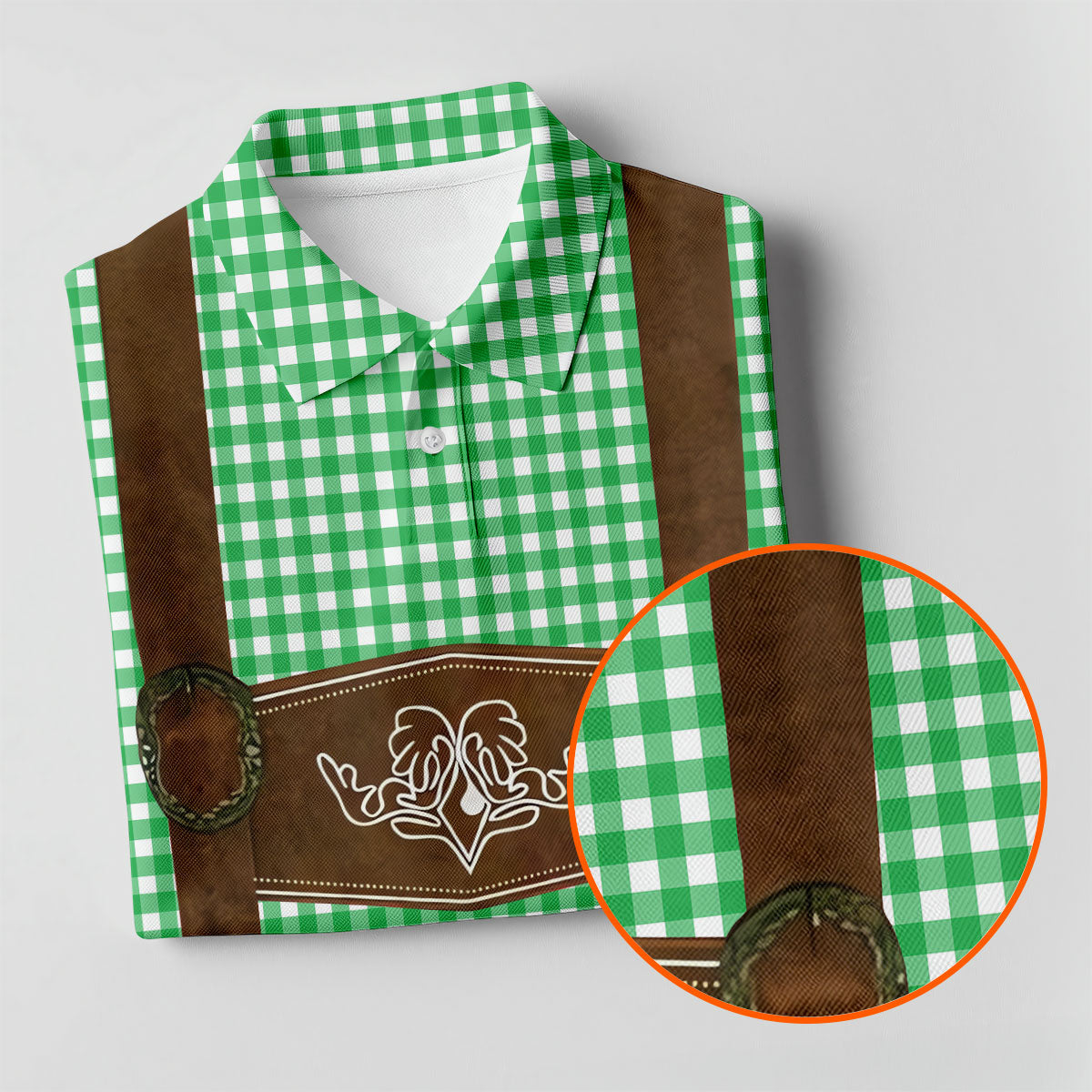 Green Oktoberfest Lederhosen Illusion Sleeveless Golf Polo, Men's Golf Shirt, Golf Polo Shirts For Men