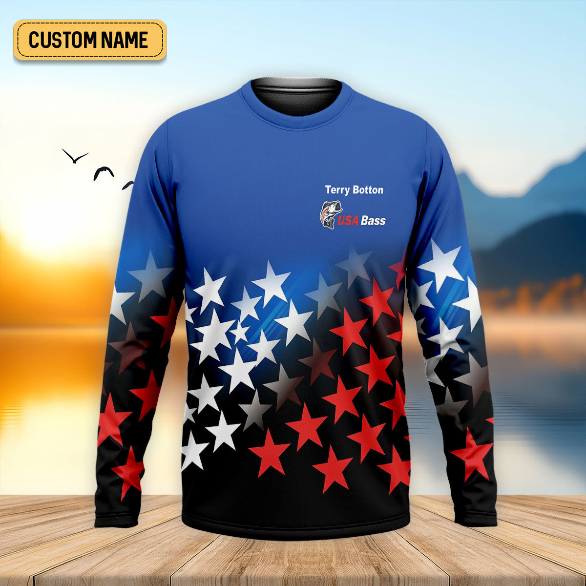 USA Bass Fishing American Flag Fishing Shirt, 250 Years 4th Of July Fishing UPF Shirts, Men's Fishing Shirt